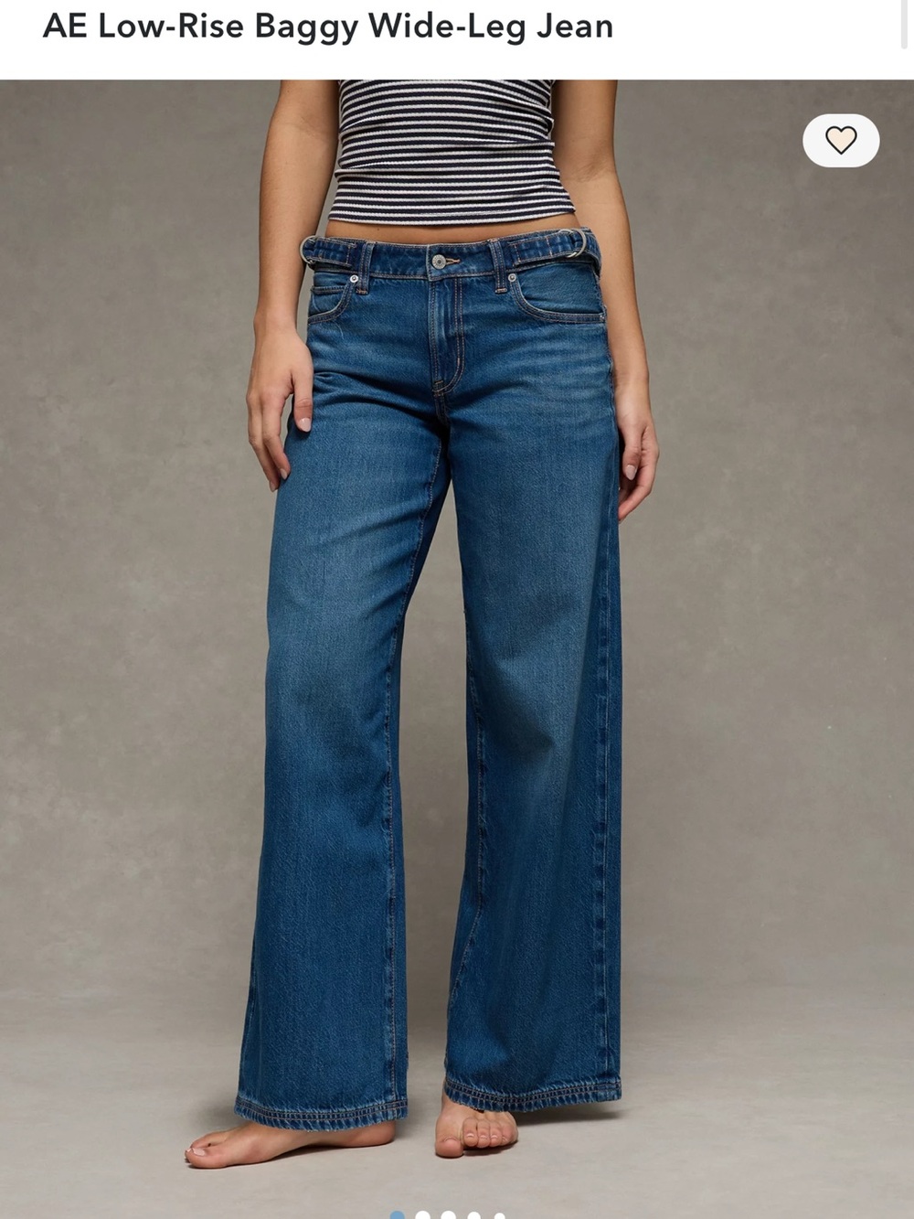 NWT-American Eagle Dark Blue Low-Rise Baggy Wide-Leg Jean